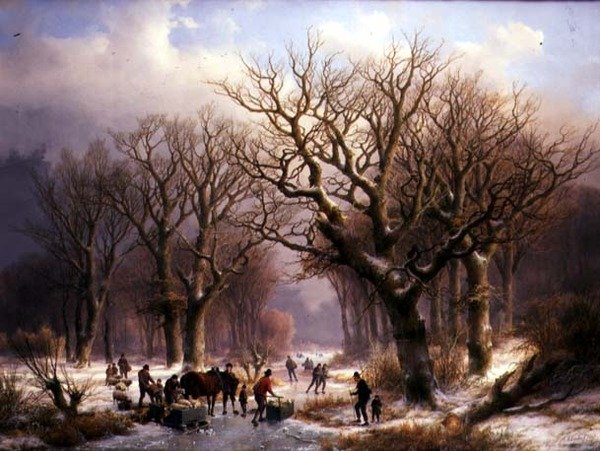 Zimní krajina (olej na plátně) od E.J. and Klombeck J.B. Verboeckhoven