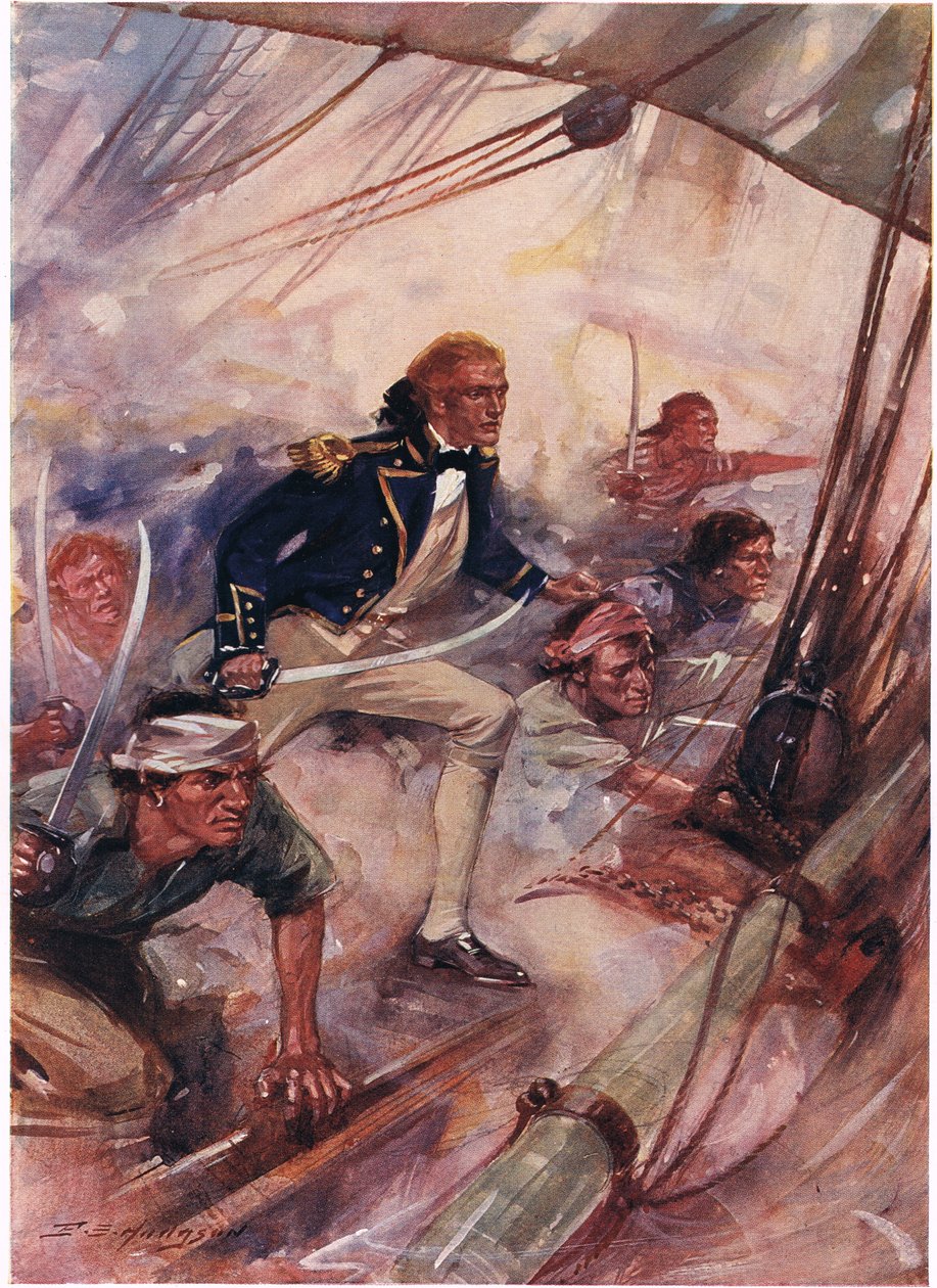 Nelson Boarding the San Josef at the Battle of St Vincent, ilustrace z 