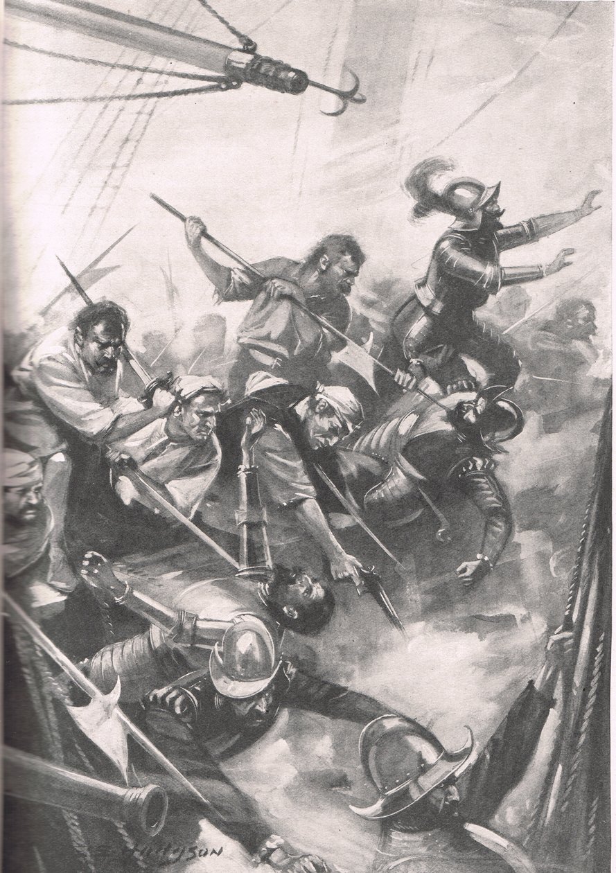 The English Repelling the Spaniards at San Juan de Ulua, ilustrace z 