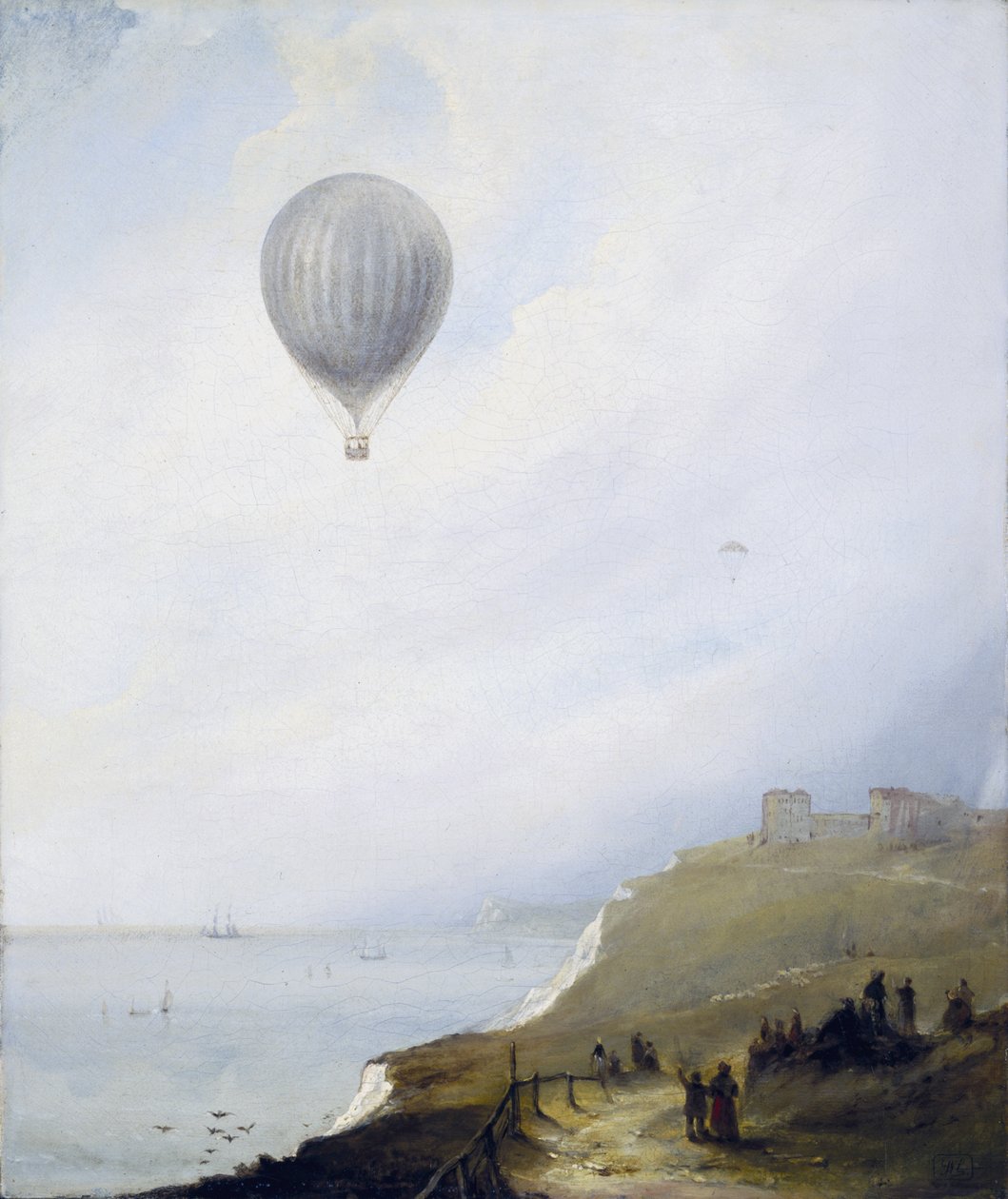 Balón nad útesy, Dover, 1840 od E.W. Cocks