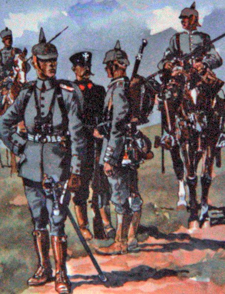 Německé polní uniformy z roku 1914 (barva lito) od E. (after) Dobrich
