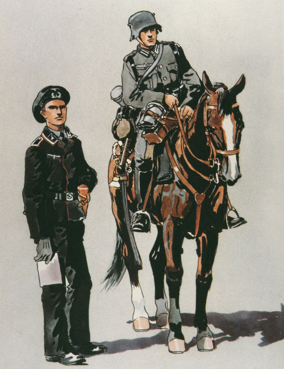 Tankový důstojník a jízdní voják německé armády od E. (after) Dobrich