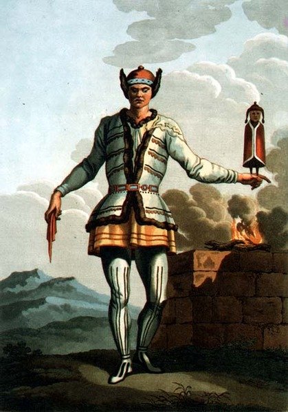 Kněz z Jakutskaja, vyrytý Gros (litho) od E. (after) Karnejeff