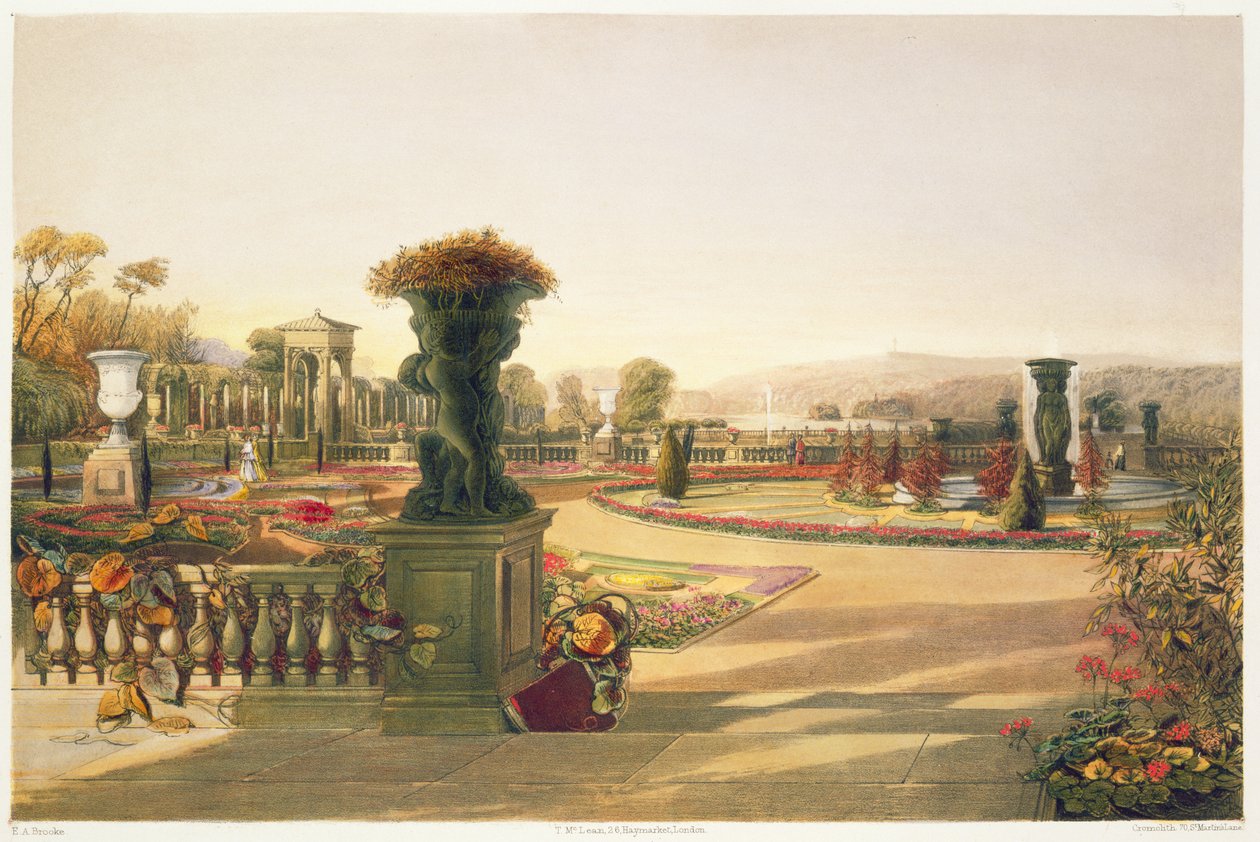 The Parterre, Trentham Hall Gardens, pub. Thomas McLean od E. Adveno Brooke
