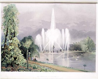 The River Horse Fountain, Enville, hospoda. od Thomas McLean (litho) od E. Adveno Brooke