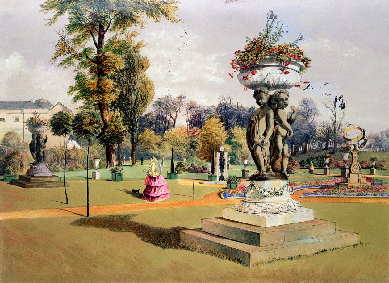 The Terrace Garden, Woburn Abbey, Berkshire, polovina 19. století od E Adveno Brooke