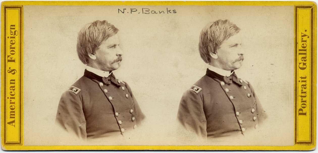 Nathaniel Prentice Banks (1816-94), americký politik a armádní generál Unie (stereo fotografie) od E. Anthony