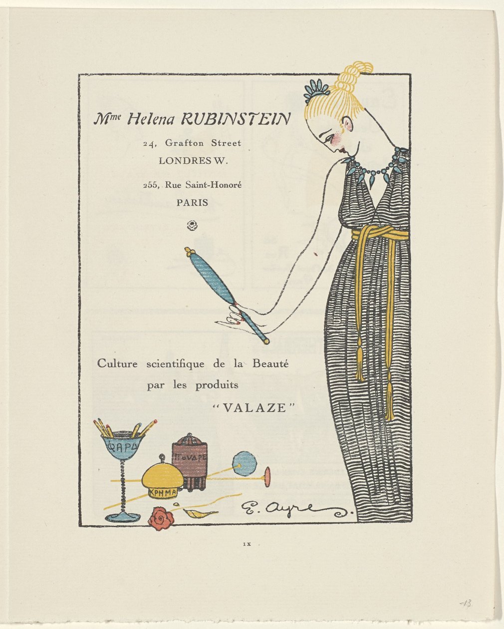Gazette du Bon Ton, 1914 - No. 6, str. IX: Reklama Helena Rubinstein (název na objektu) od E. Ayres