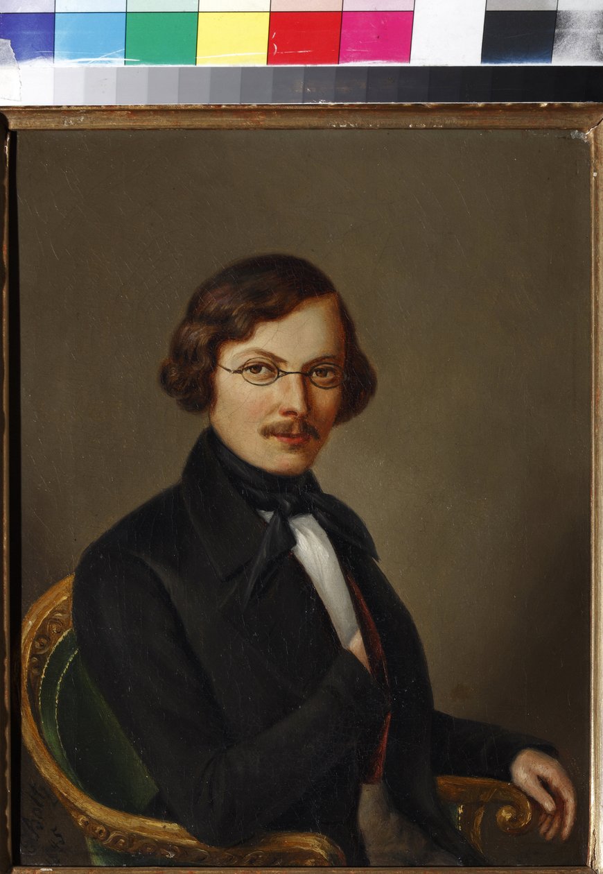 Portrét autora Nikolaje Gogola (1809-1852) par Boltz, E. (aktivní polovina 19. stol.). Olej na plátně od E. Boltz