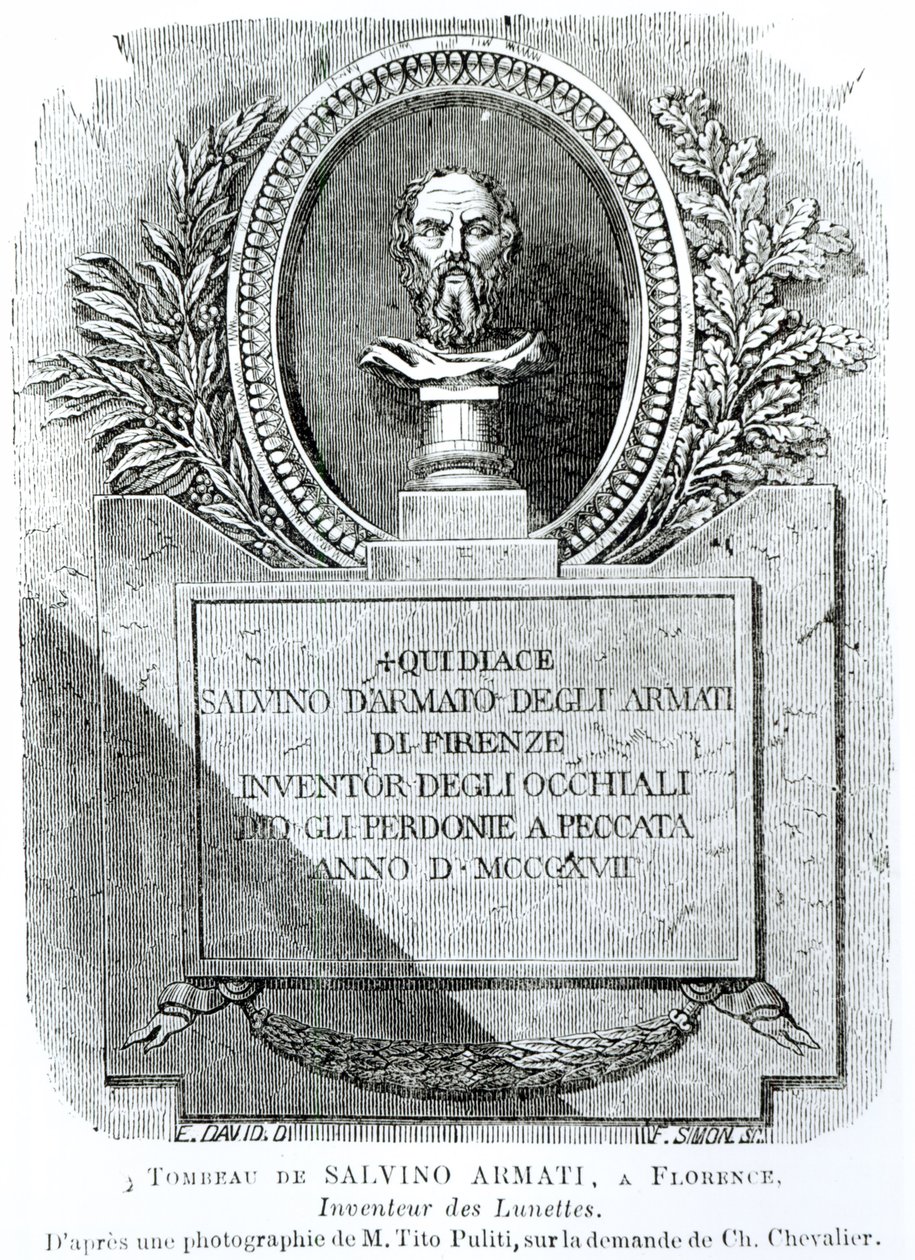Hrob Salvina Armatiho († 1317), vyrytý F. Simonem, frontispis z „Hygiene de la Vue“, Arthur Chevalier (1830-72) 1861 od E. David