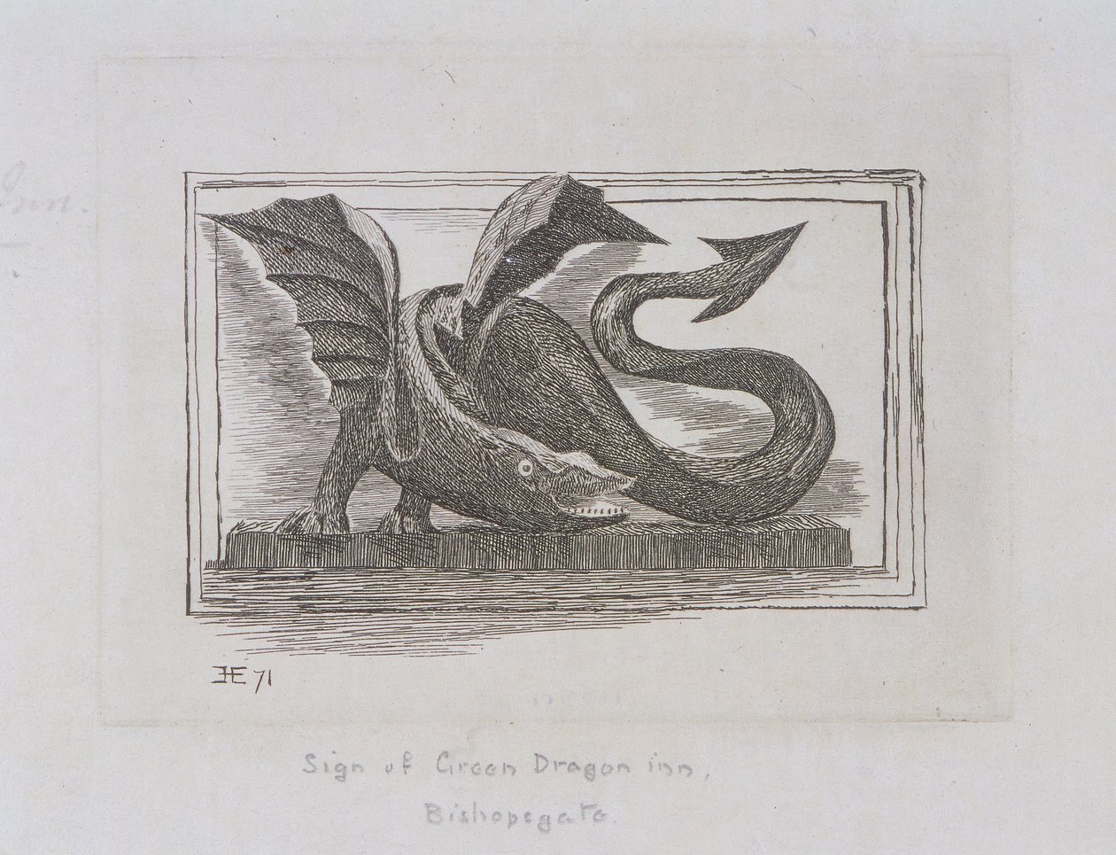 Sign of the Green Dragon Inn, Bishopsgate, Londýn, 1871 od E Edwards