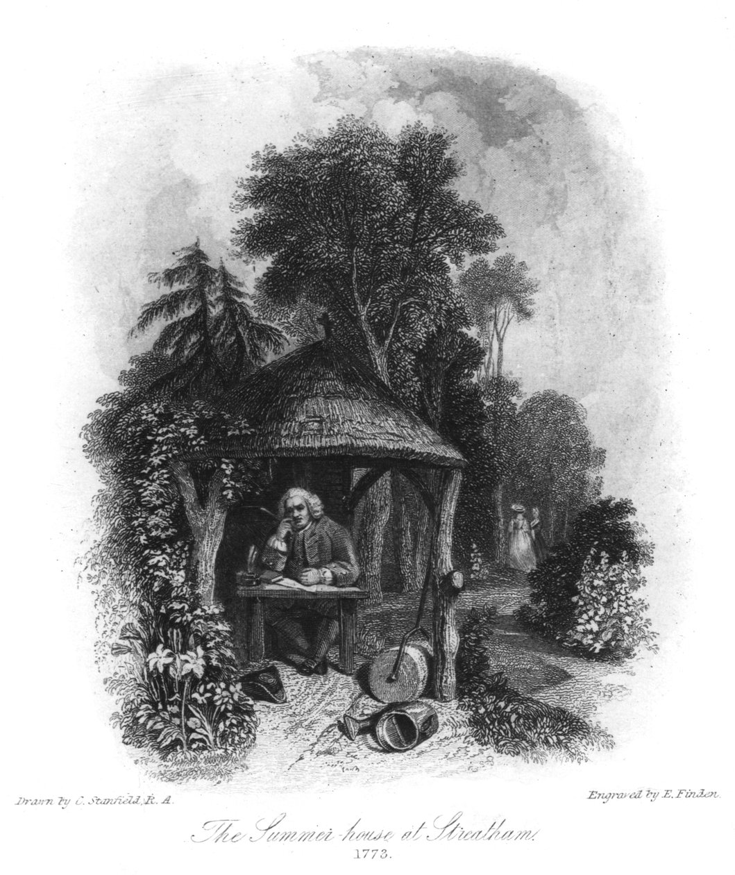 Letní dům Dr Johnsona v Streatham, 1773, 19. století od E. Finden