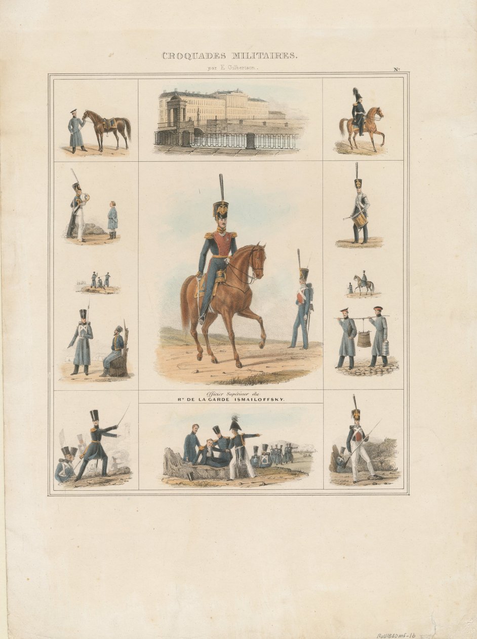 Uniformy Izmailovského pluku, 1840 od E. Gilbertson
