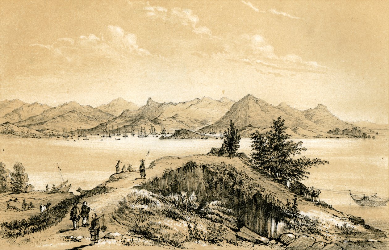 Zátoka a ostrov Hong Kong, 1847 od E Gilks