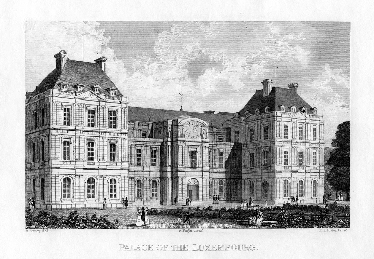 Lucemburský palác, Paříž, c1830. od E. I. Roberts