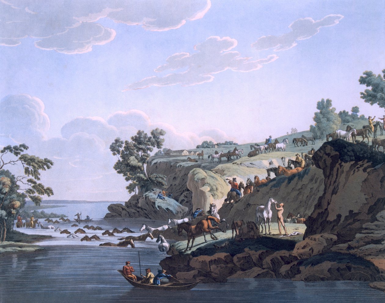Koně překračující řeku, 1812-13 od E. Karnejeff