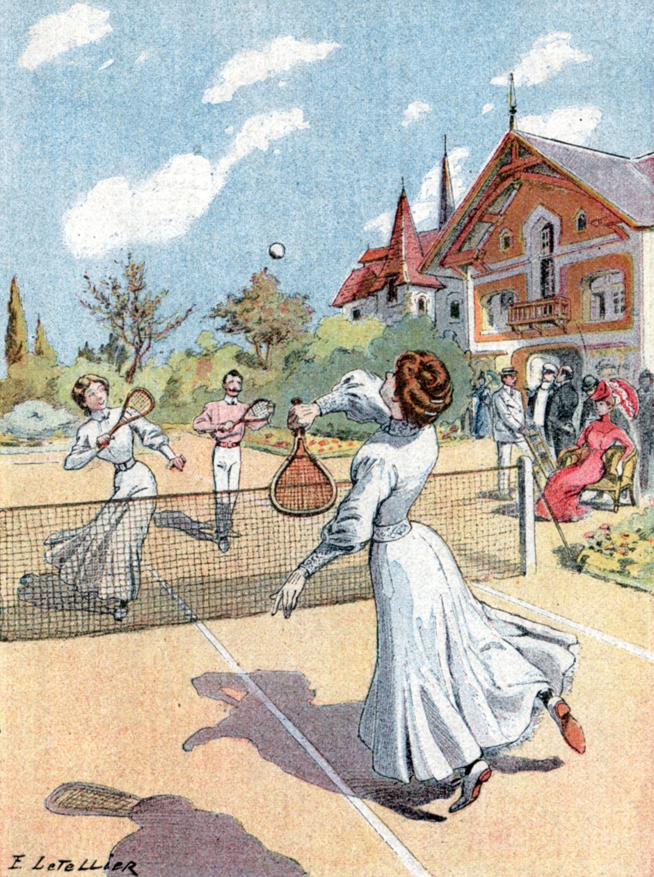 Tenis, cca 1910 (ilustrace) od E. Letellier