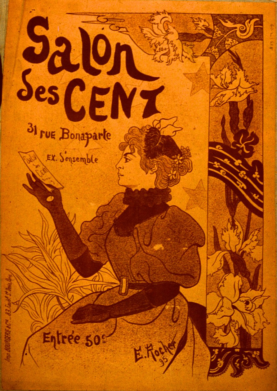 Žena, která zkoumá pozvání, Salon des Cent od E. Rocher