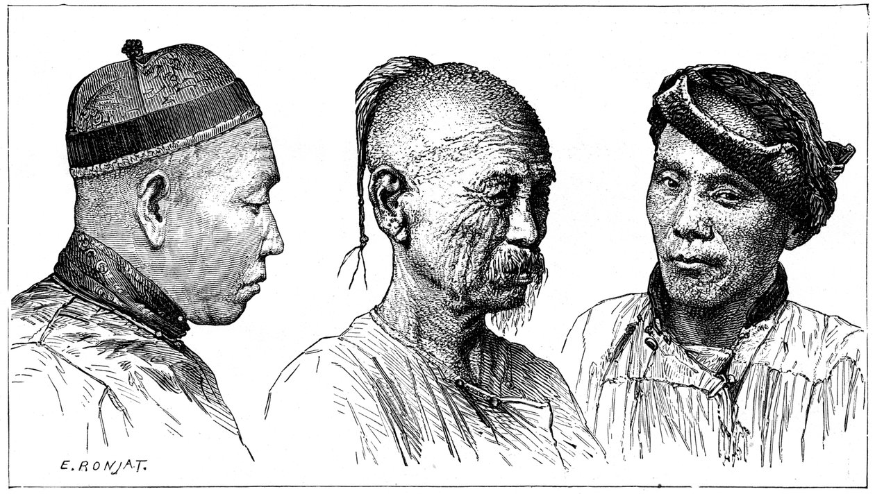 Čínské portréty, 19. století od Etienne Antoine Eugene Ronjat