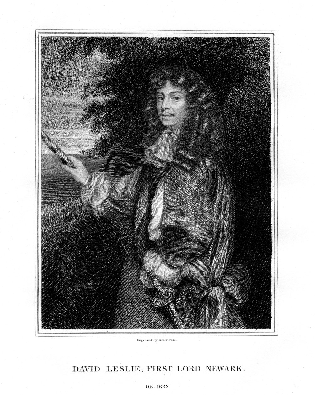 David Leslie, Lord Newark, důstojník skotské kavalérie, 1827. od E. Scriven