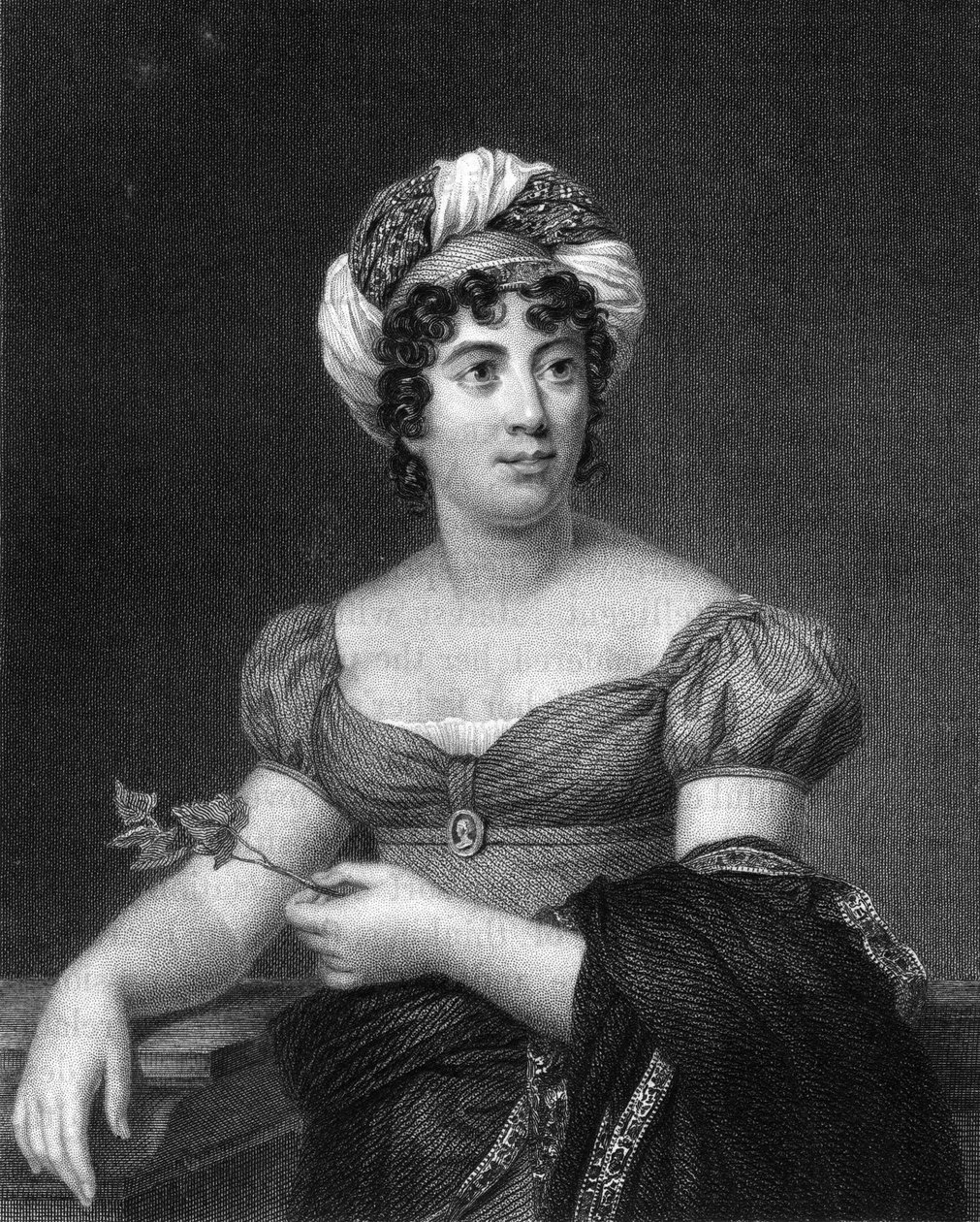 Germaine de Stael , francouzský spisovatel, romanopisec a politický propagandista, 1836. od E. Scriven