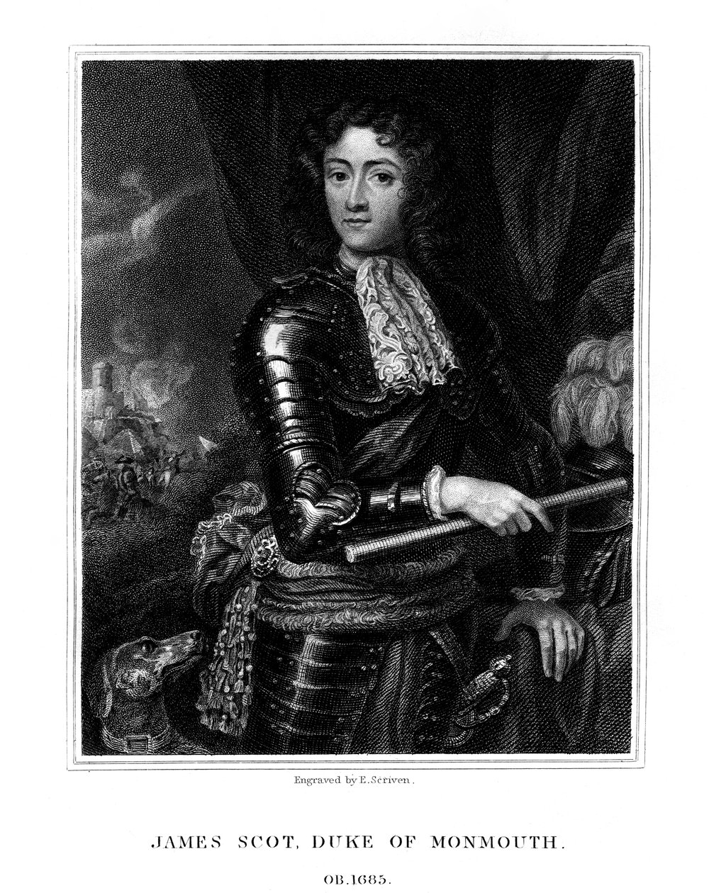James Scott, 1. vévoda z Monmouthu, některými uznáván jako James II z Anglie, 1826. od E. Scriven