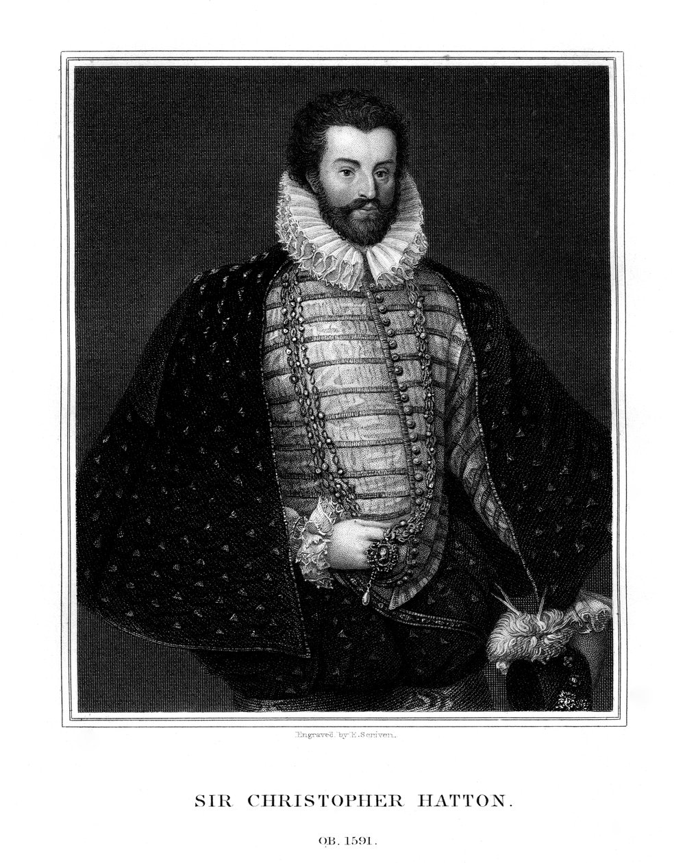 Sir Christopher Hatton , anglický politik, 1827. od E. Scriven