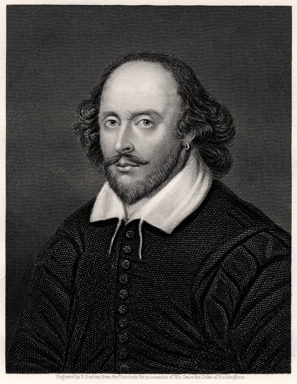 William Shakespeare, anglický dramatik, 19. století od E. Scriven