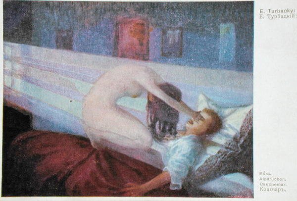 The Nightmare, cca 1910 (barevné lito) od E. Turbacky