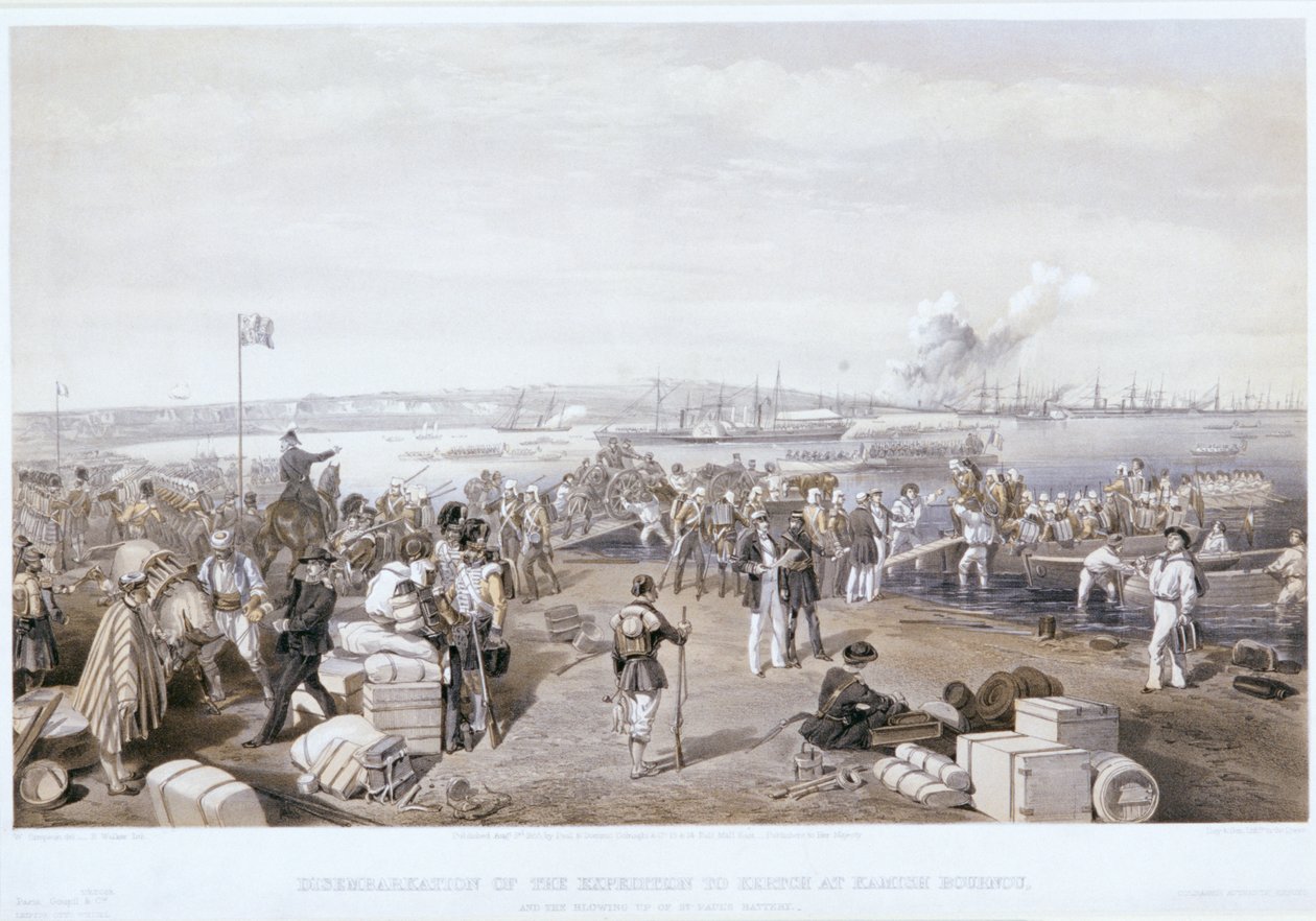 „Vylodění expedice do Kertch v Kamish Bournou“, 1855 od E Walker