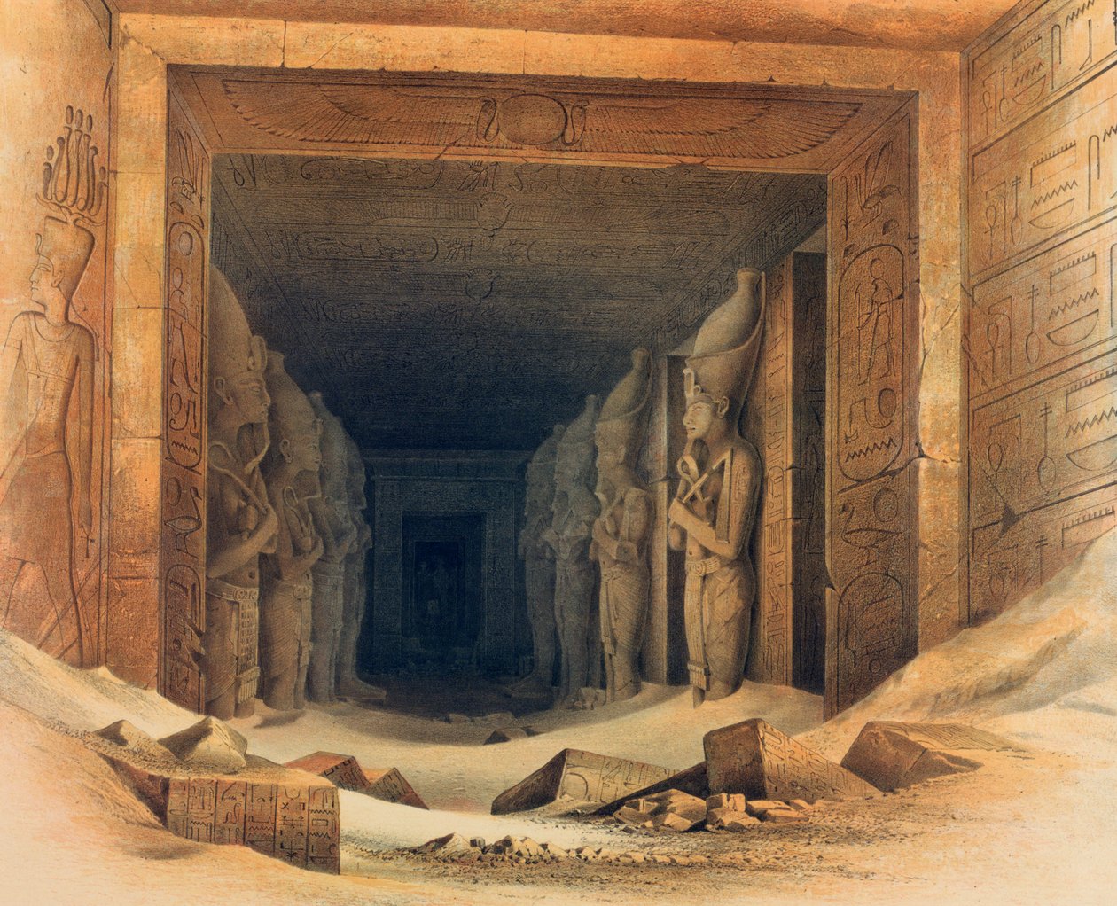 "Interiér chrámu Abou Simbel", Egypt, 1842-1845 od E Weidenbach