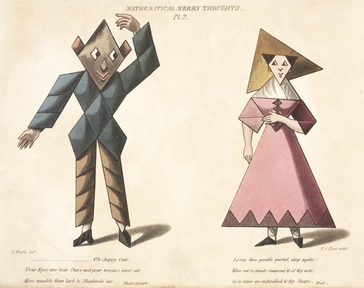 Pl.2 z Mathematical Merry Thoughts, vyryl F.C. Hunt, kolem 1820-30 od E. after Wright