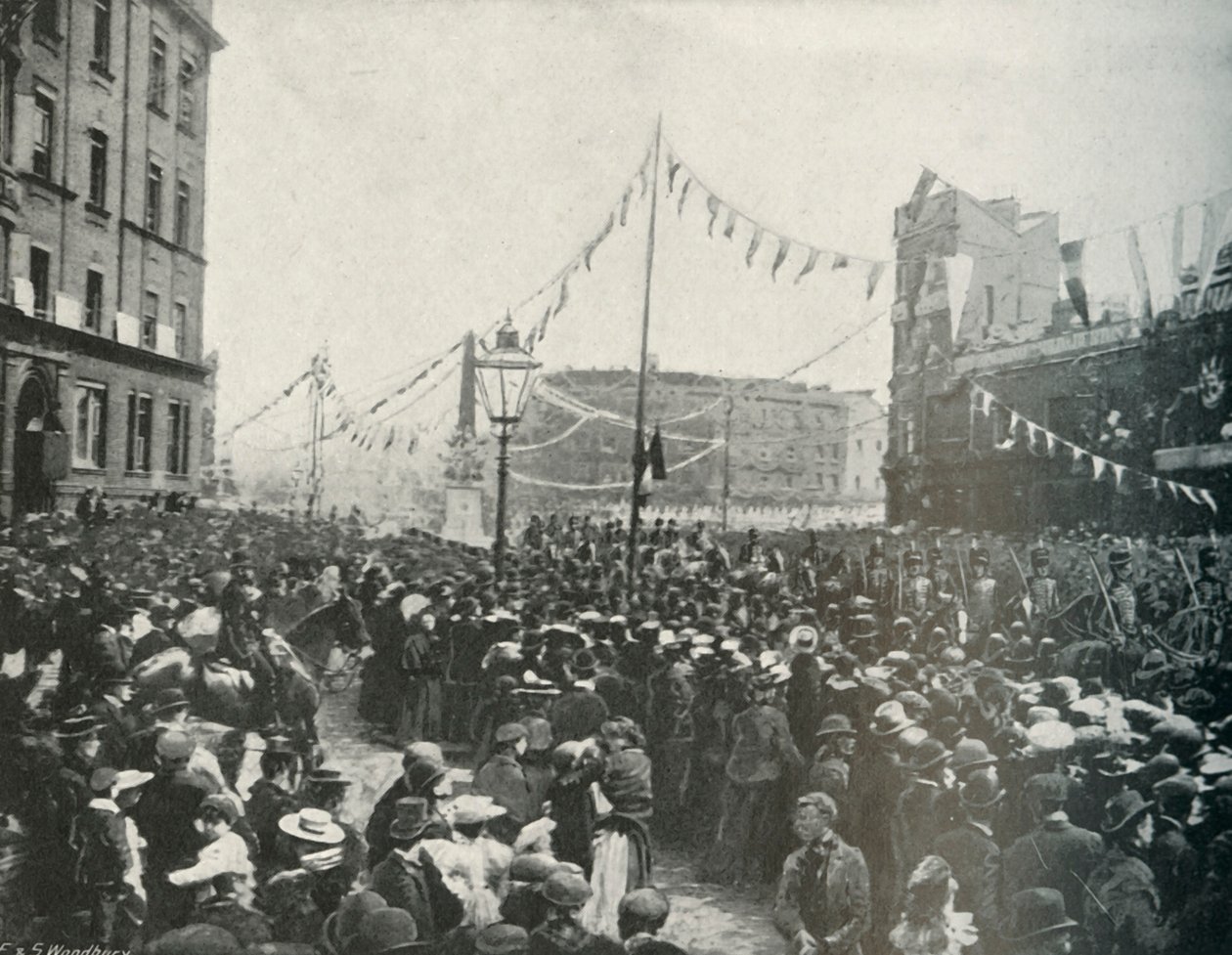 Královský průvod: Královské dělostřelectvo projíždějící kolem St. Georges Circus, Borough, 1897 od E. and S. Woodbury