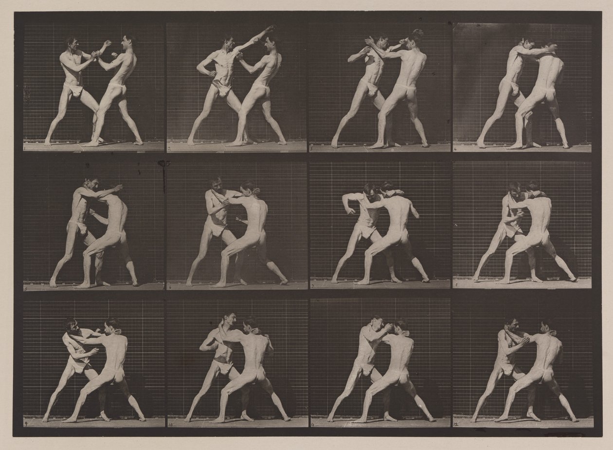 Číslo desky 340. Box; otevřená ruka (boty), 1887 (kolotyp) od Eadweard Muybridge
