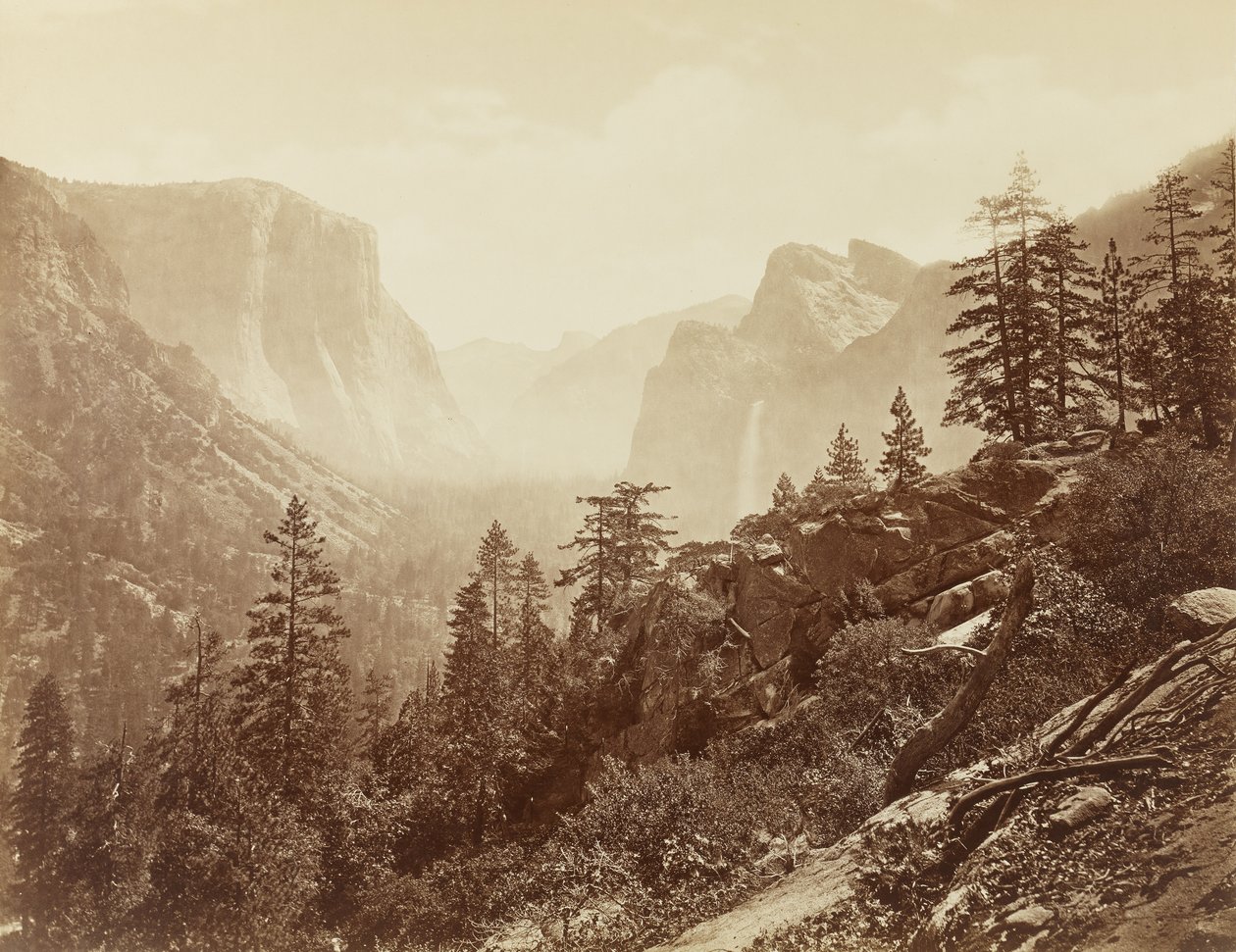 Valley of the Yosemite (brzy ráno z lehké skály), 1872 (tisk mamutího plátu) od Eadweard Muybridge