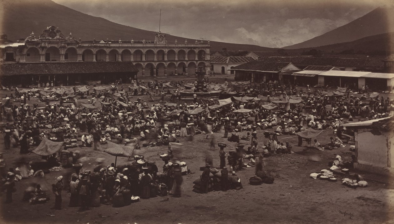 Plaza a místokrálský palác-Antigua de Guatemala, 1877. od Eadweard Muybridge