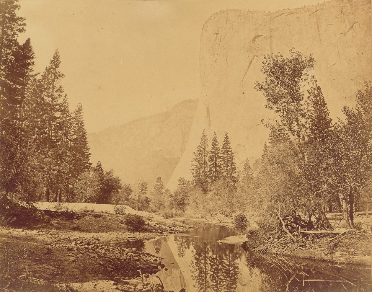 Tutokanula. Údolí Yosemitů. (Velký náčelník) "El Capitan". Výška 3500 stop. od Eadweard J. Muybridge