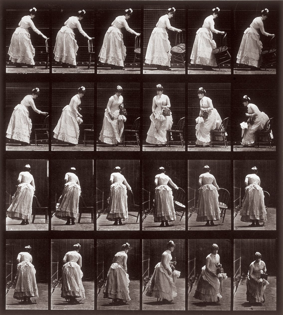 Animal Locomotion, deska 265: sekvence se sedící ženou, 1887 (fotomechanický tisk) od Eadweard Muybridge