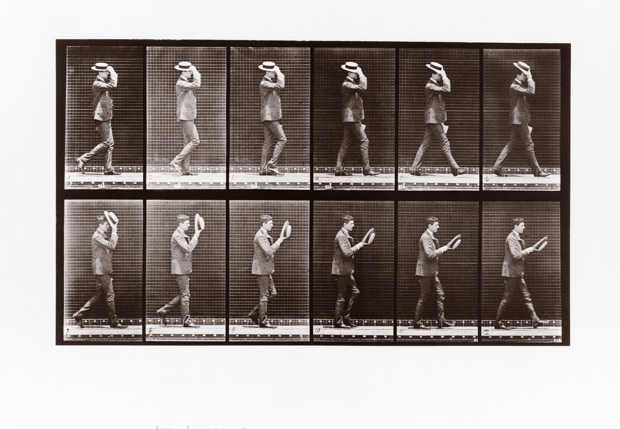 Muž svlékající člun, Plate 44 z Animal Locomotion, 1887 od Eadweard Muybridge