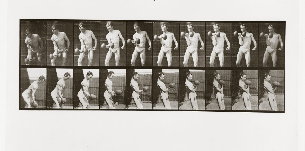 Muž zvedající činku, Plate 324 od Animal Locomotion, 1887 od Eadweard Muybridge