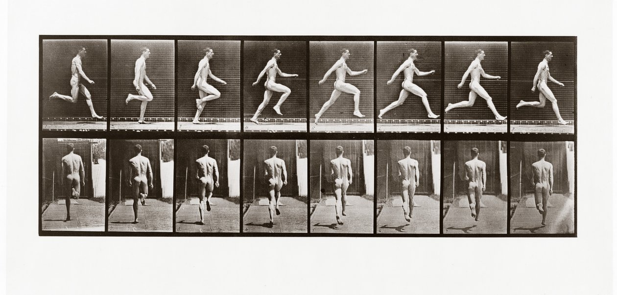 Muž běží, deska 65 z Animal Locomotion, 1887 od Eadweard Muybridge
