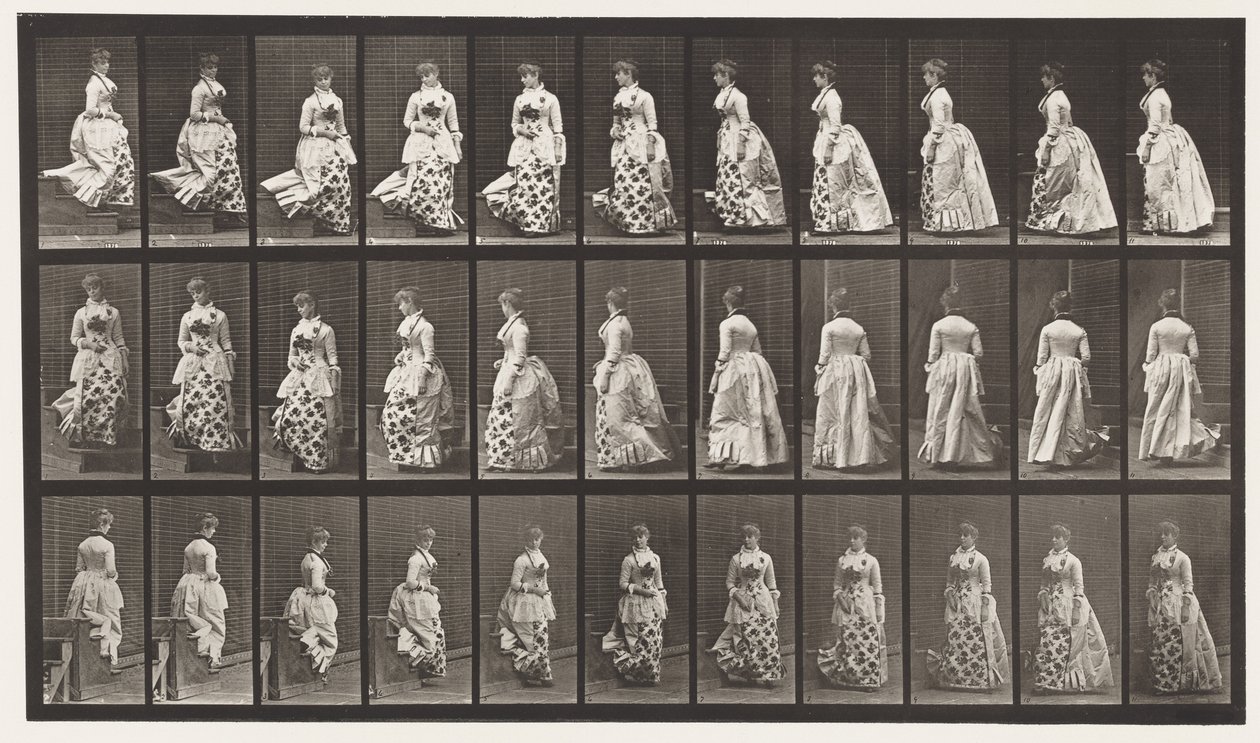 Talíř 139. Soustružení sestupných schodů, 1885 od Eadweard Muybridge