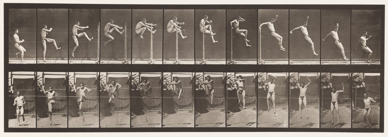 Talíř 152. Skákání; Běžecký skok vysoký (boty) od Eadweard Muybridge