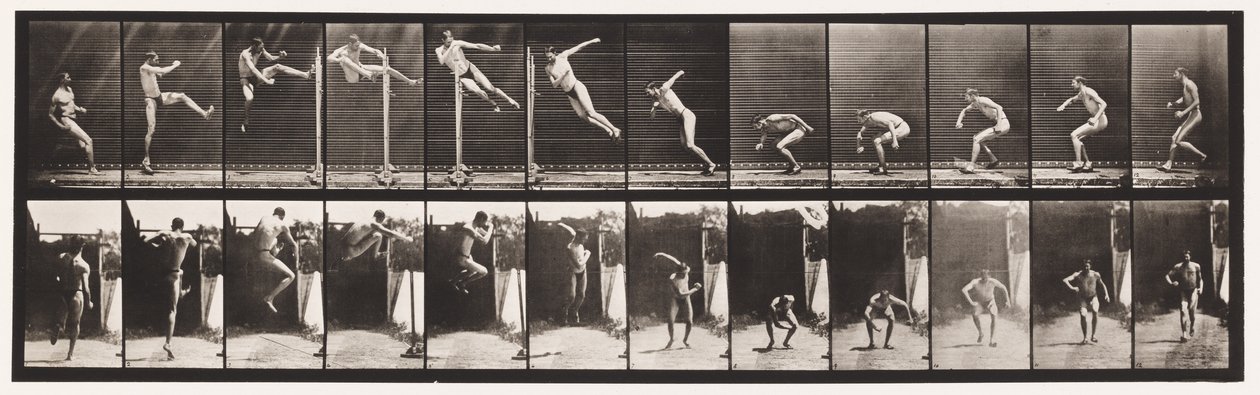 Talíř 158. Skákání; Běh Twist High Jump (boty) od Eadweard Muybridge