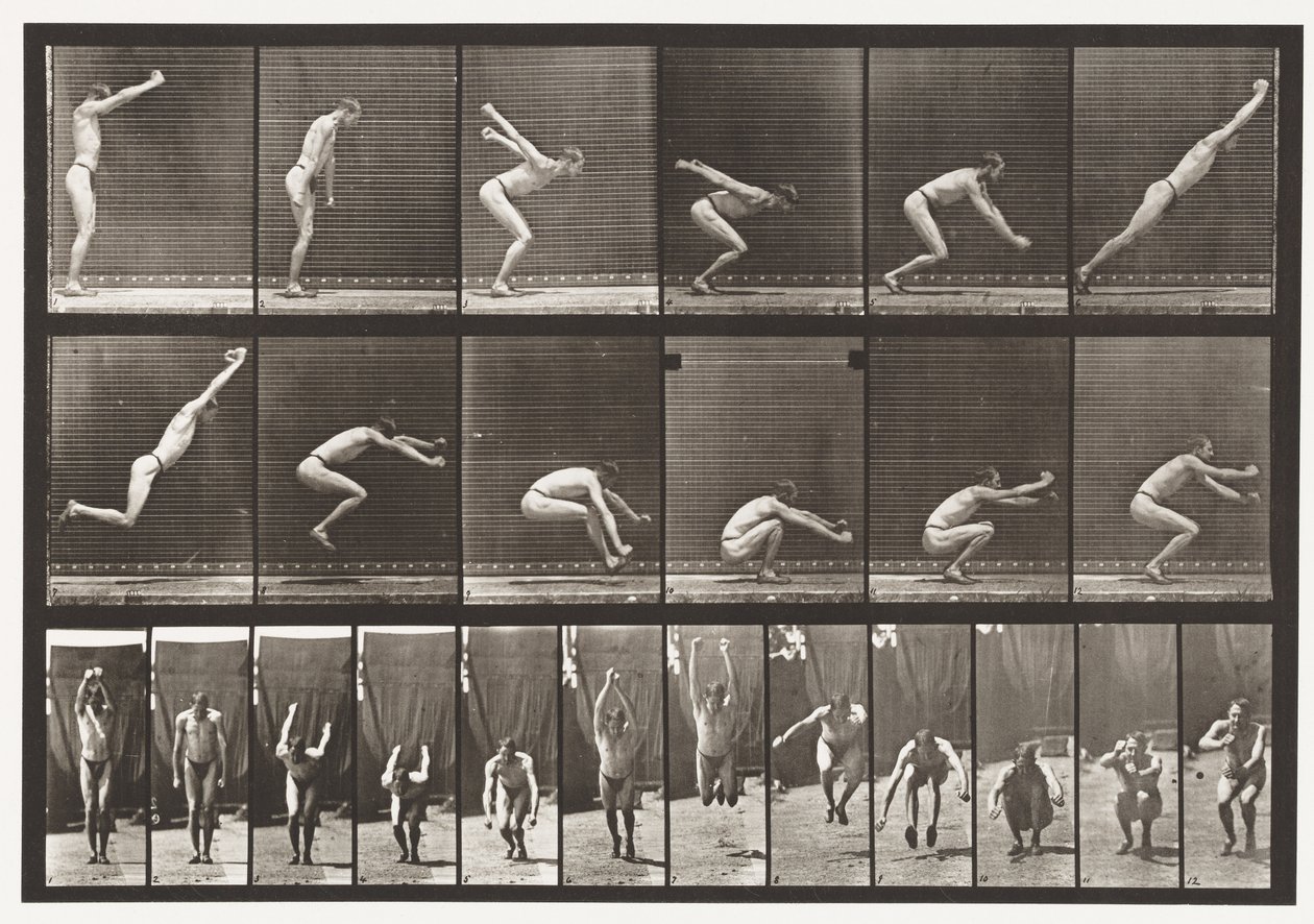 Talíř 163. Skákání; Standing Broad Jump, 1872-1885 od Eadweard Muybridge