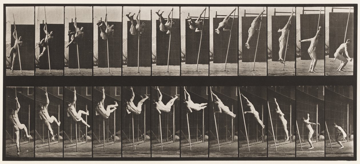 Talíř 165. Skákání; Skok o tyči od Eadweard Muybridge