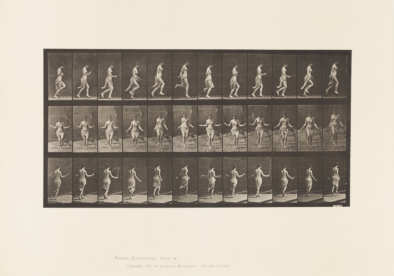Talíř 174. Běh a skákání přes švihadlo, 1885 od Eadweard Muybridge