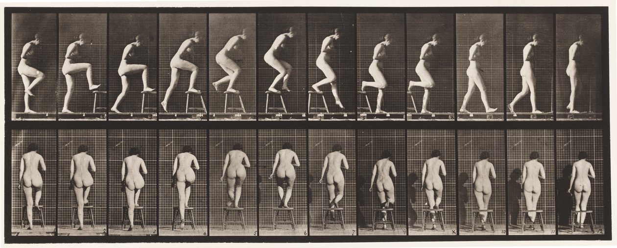 Talíř 180. Stoupání na židli a přes ni od Eadweard Muybridge