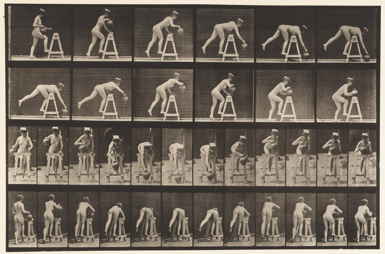 Talíř 203. Ohýbání nad želé se sklenicí vody od Eadweard Muybridge