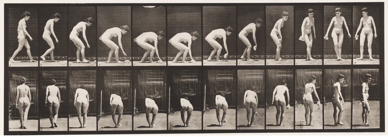 Talíř 220. Shýbání a zvedání kapesníku a otáčení od Eadweard Muybridge